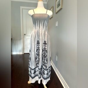 Smocked Tube fit and flare maxi dress